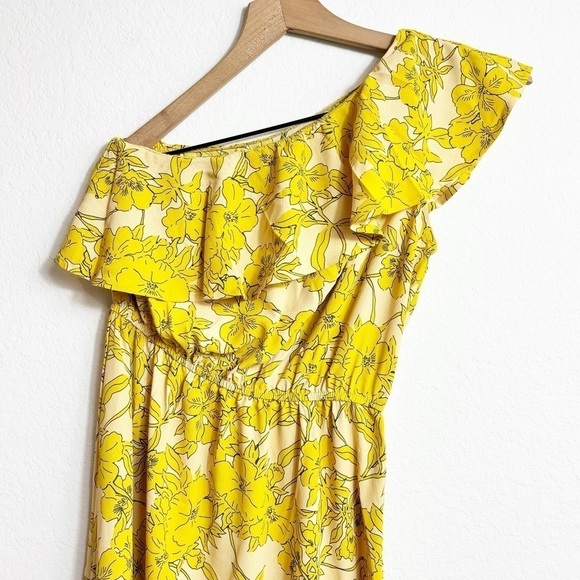 CUPSHE YELLOW FLORAL PRINT ONE  SHOULDER WOMEN SUMMER DRESS SIZE XS BRAND NEW - Picture 2 of 11